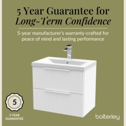 Balterley Fluted Wall Hung 2 Drawer Vanity Basin Unit & Basin 600mm, Satin White - thumbnail 6