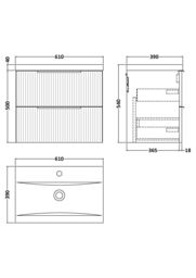 Balterley Fluted Wall Hung 2 Drawer Vanity Basin Unit & Basin 600mm, Satin White - thumbnail 8