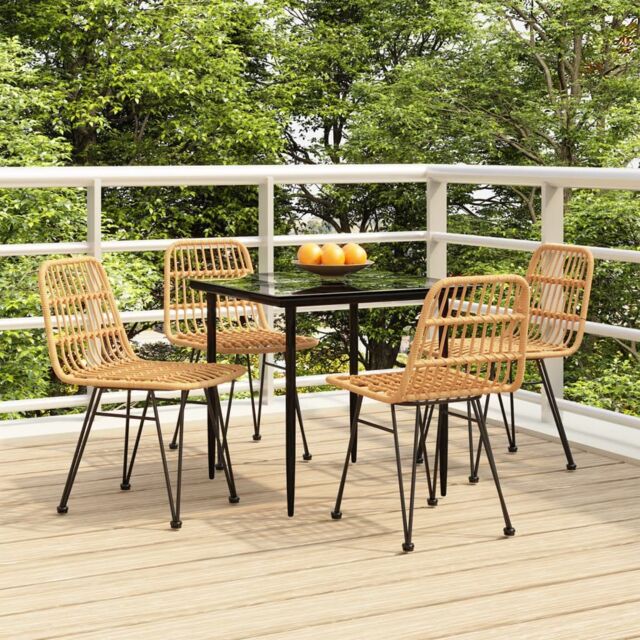 Berkfield Home 5 Piece Garden Dining Set Poly Rattan in Brown - image 1
