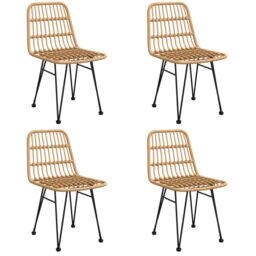 Berkfield Home 5 Piece Garden Dining Set Poly Rattan in Brown - thumbnail 4