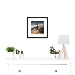 Artery8 Francisco De Goya Y Lucientes Witches Sabbath 8X8 Inch Square Wooden Framed Wall Art Print Picture with Mount in Black - thumbnail 2