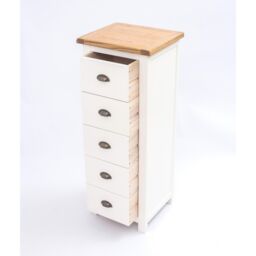Cabinet Bits Lovere 5 Drawer Narrow Chest of Drawers Brass Cup Handle in Off-White - thumbnail 5