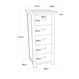 Cabinet Bits Lovere 5 Drawer Narrow Chest of Drawers Brass Cup Handle in Off-White - thumbnail 2
