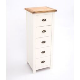Cabinet Bits Lovere 5 Drawer Narrow Chest of Drawers Brass Cup Handle in Off-White - thumbnail 4