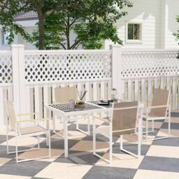 okwish Garden Dining Set with tempered glass top Multicolour in Beige - thumbnail 3
