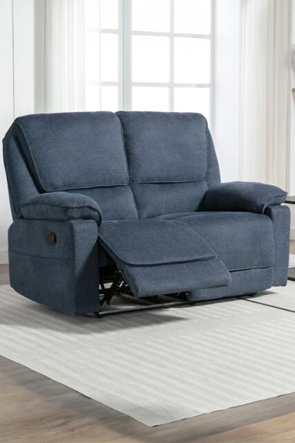 More4Homes Sydney 2 Seater Fabric Manual Recliner Sofa in Blue - image 1