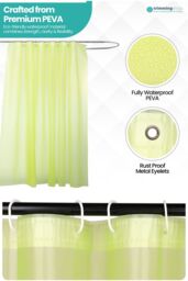 Neel Blue Shower Curtain With 12 Hooks, Mould & Mildew Resistant, Washable PEVA - 180x180cm in Green - Size: 180 cm width x 180 cm drop - thumbnail 4