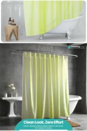 Neel Blue Shower Curtain With 12 Hooks, Mould & Mildew Resistant, Washable PEVA - 180x180cm in Green - Size: 180 cm width x 180 cm drop - thumbnail 5