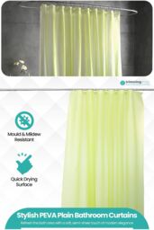 Neel Blue Shower Curtain With 12 Hooks, Mould & Mildew Resistant, Washable PEVA - 180x180cm in Green - Size: 180 cm width x 180 cm drop - thumbnail 3