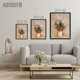 "Artery8 Vase of Flowers in Pink Background Redon Framed Canvas Wall Art - Size: W12"" x H16""" - thumbnail 4