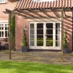 Rutland County Garden Furniture Ltd Wall Mounted Garden Pergola, Wood, L300 x W360 x H270 cm, Rustic Brown - thumbnail 4