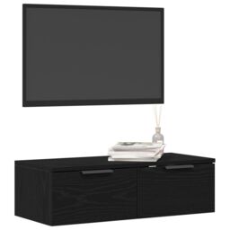 Berkfield Home Black Oak Wall Cabinet 68x30x20 cm Made from Engineered Wood - Size: 68 x 30 x 20 cm - thumbnail 3