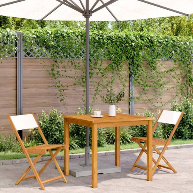 Berkfield Home Beautiful Bistro Chairs 2 pcs Cream White Solid Wood Acacia & Fabric - image 1