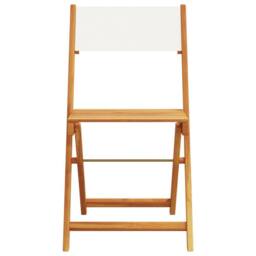 Berkfield Home Beautiful Bistro Chairs 2 pcs Cream White Solid Wood Acacia & Fabric - thumbnail 5