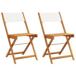 Berkfield Home Beautiful Bistro Chairs 2 pcs Cream White Solid Wood Acacia & Fabric - thumbnail 3