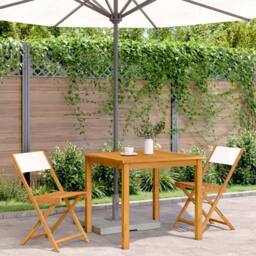 Berkfield Home Beautiful Bistro Chairs 2 pcs Cream White Solid Wood Acacia & Fabric - thumbnail 1