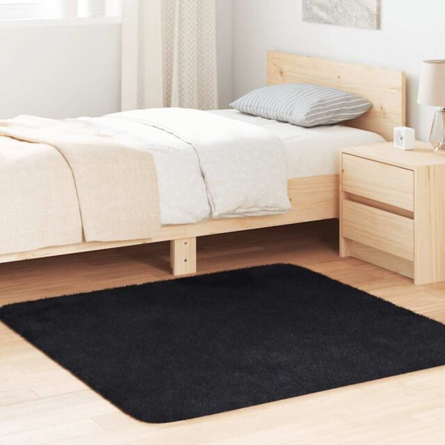 Berkfield Home Shaggy Rug High Pile NAVARRA Black 120x120 cm Polyester - Size: Medium - image 1