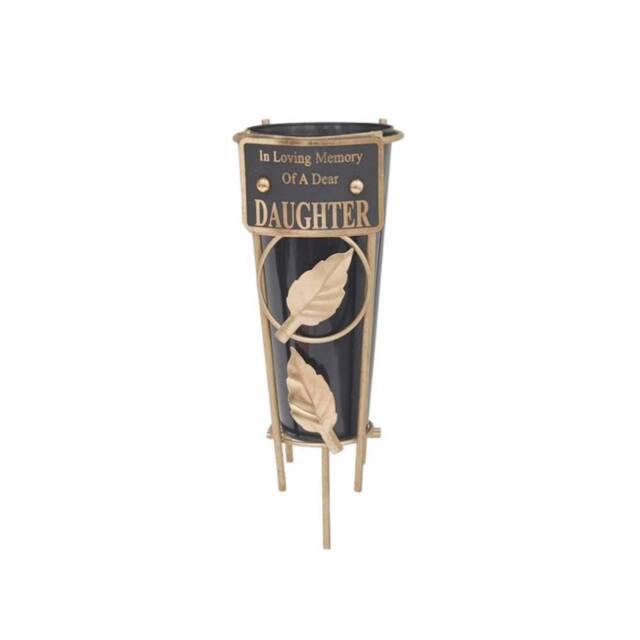 David Fischhoff Memorial Grave Metal Spike Flower Vase - Daughter in Black
