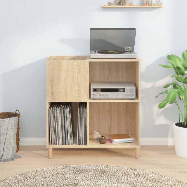 Berkfield Home Record Cabinet Sonoma Oak 84.5x38x89 cm Engineered Wood in Light Tan - image 1