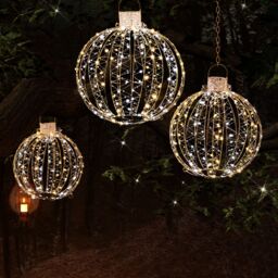 3-Pack Christmas LED Light Balls Outdoor Hanging Light Spheres - thumbnail 1