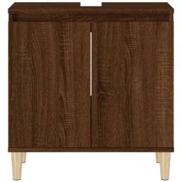 Berkfield Home Sink Cabinet Brown Oak 58x33x60 cm Engineered Wood - Size: 58 x 33 x 60 cm - thumbnail 6