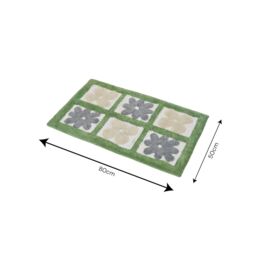 Showerdrape Fiore 100% Cotton Blue Floral Anti-Slip Bath Mat 800 x 500mm in Green - thumbnail 2