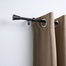 OHS Curtain Pole Extendable 16mm Metal Finnials Trumpet End Rings Rod Fittings in Black - Size: 120 cm - thumbnail 3