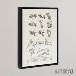 "Artery8 Positions of Hand Gestures Richardson Vintage Framed Canvas Wall Art in White - Size: W12"" x H16""" - thumbnail 2