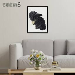 "Artery8 Head of a Black Cockatoo Watercolour Schouman Framed Canvas Wall Art in White - Size: W12"" x H16""" - thumbnail 3