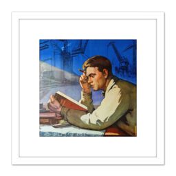 Artery8 Shukhman 1958 Soviet Learning Ross Apartment Friends 8X8 Inch Square Wooden Framed Wall Art Print Picture with Mount in White - thumbnail 1