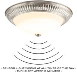 Happy Homewares Modern LED IP44 Flush Ceiling Light in with Movement Sensor in Metallic Silver - thumbnail 3