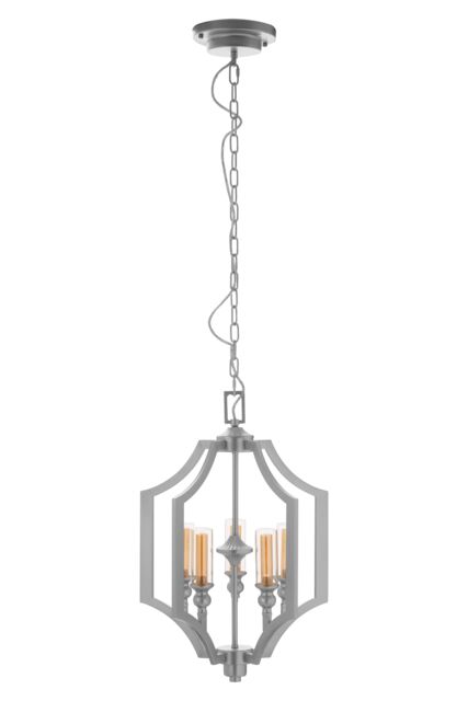 Orsina 5 Bulb Pendant Lamp, Arabesque Design Silver Ceiling Light, Contemporary Iron Hanging Fixture - image 1