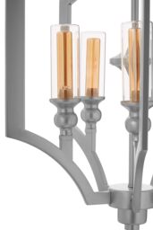 Orsina 5 Bulb Pendant Lamp, Arabesque Design Silver Ceiling Light, Contemporary Iron Hanging Fixture - thumbnail 5