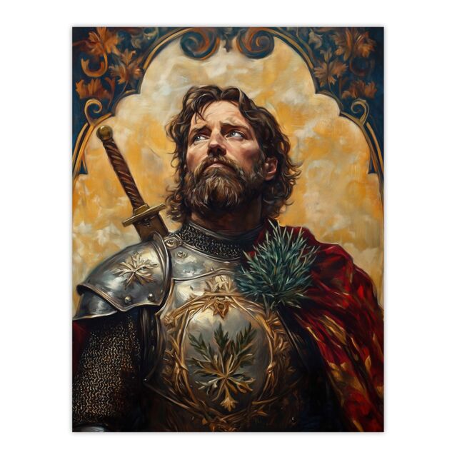 "Artery8 William Wallace Thistle Art Nouveau Portrait Wall Art Print in Mustard - Size: W12"" x H16""" - image 1