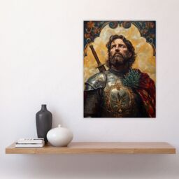 "Artery8 William Wallace Thistle Art Nouveau Portrait Wall Art Print in Mustard - Size: W12"" x H16""" - thumbnail 4