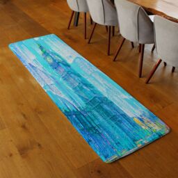 Benjamin Tate Design Crazy Blue Ben Runner Rug in Natural - Size: 67 cm x 230 cm - thumbnail 2