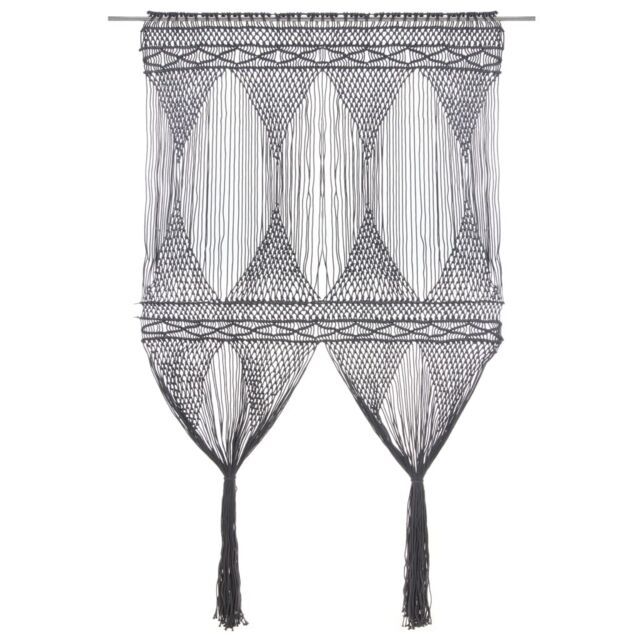 Berkfield Home Macrame Curtain Anthracite 140x240 cm Cotton - image 1