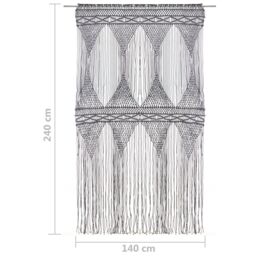 Berkfield Home Macrame Curtain Anthracite 140x240 cm Cotton - thumbnail 5