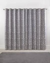 New Edge Blinds Harrow Lined Eyelet Jacquard Curtains in Grey - Size: 168 cm width x 137 cm drop - thumbnail 3