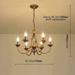 NIVOR French Vintage 6 Light Bronze Iron Dining Room Candle Chandelier - thumbnail 2