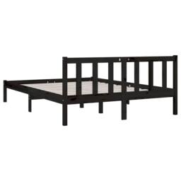 Berkfield Home Bed Frame Black Solid Wood Pine 135x190 cm Double - thumbnail 6
