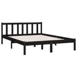 Berkfield Home Bed Frame Black Solid Wood Pine 135x190 cm Double - thumbnail 3