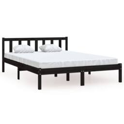 Berkfield Home Bed Frame Black Solid Wood Pine 135x190 cm Double - thumbnail 2