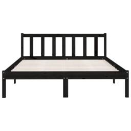 Berkfield Home Bed Frame Black Solid Wood Pine 135x190 cm Double - thumbnail 4