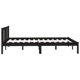 Berkfield Home Bed Frame Black Solid Wood Pine 135x190 cm Double - thumbnail 5