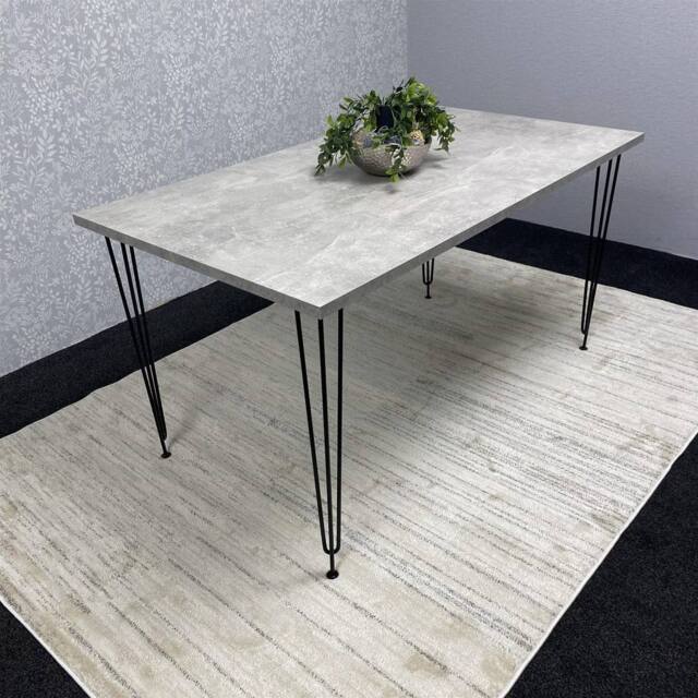 KOSY KOALA Modern Grey Rectangular Dining Table with Hairpin Legs - Compact Kitchen & Dining Room Table (L140) in Brown - image 1
