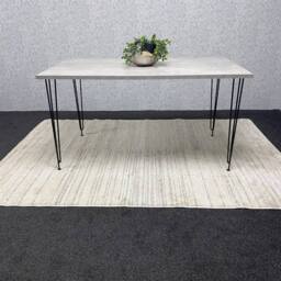 KOSY KOALA Modern Grey Rectangular Dining Table with Hairpin Legs - Compact Kitchen & Dining Room Table (L140) in Brown - thumbnail 5