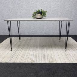 KOSY KOALA Modern Grey Rectangular Dining Table with Hairpin Legs - Compact Kitchen & Dining Room Table (L140) in Brown - thumbnail 4