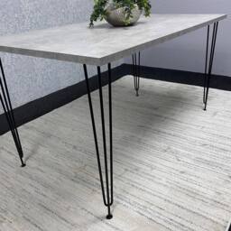 KOSY KOALA Modern Grey Rectangular Dining Table with Hairpin Legs - Compact Kitchen & Dining Room Table (L140) in Brown - thumbnail 3