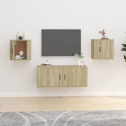 Berkfield Home Wall Mounted TV Cabinets 2 pcs Sonoma Oak 40x34.5x40 cm in Light Brown - thumbnail 2